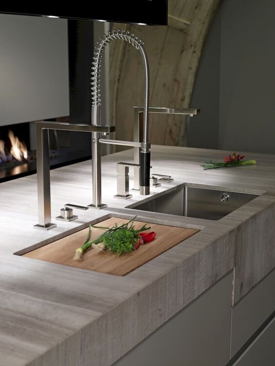 modern+minimalist+kitchen+island+sink