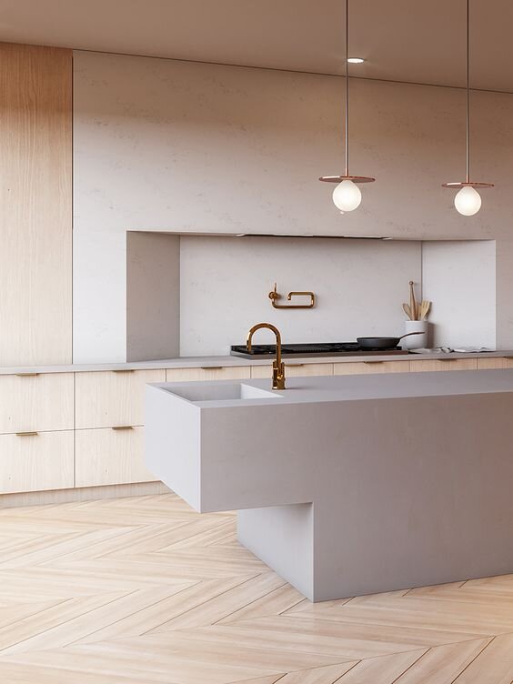 modern+concrete+kitchen+island
